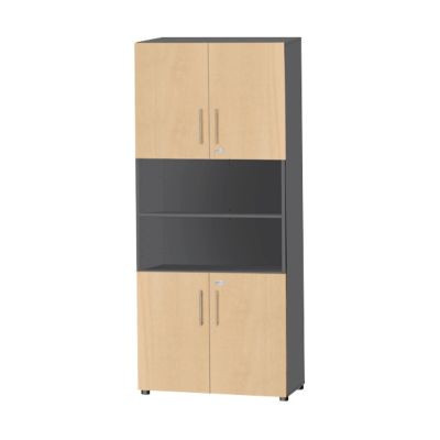 Schäfer Shop Select Kombischrank Start Off mit 6 offenen und 4 geschlossenen Fächern, abschließbar, Farbe Graphit/Ahorn, B/T/H: 80 x 42 x 224 cm - Bild 2