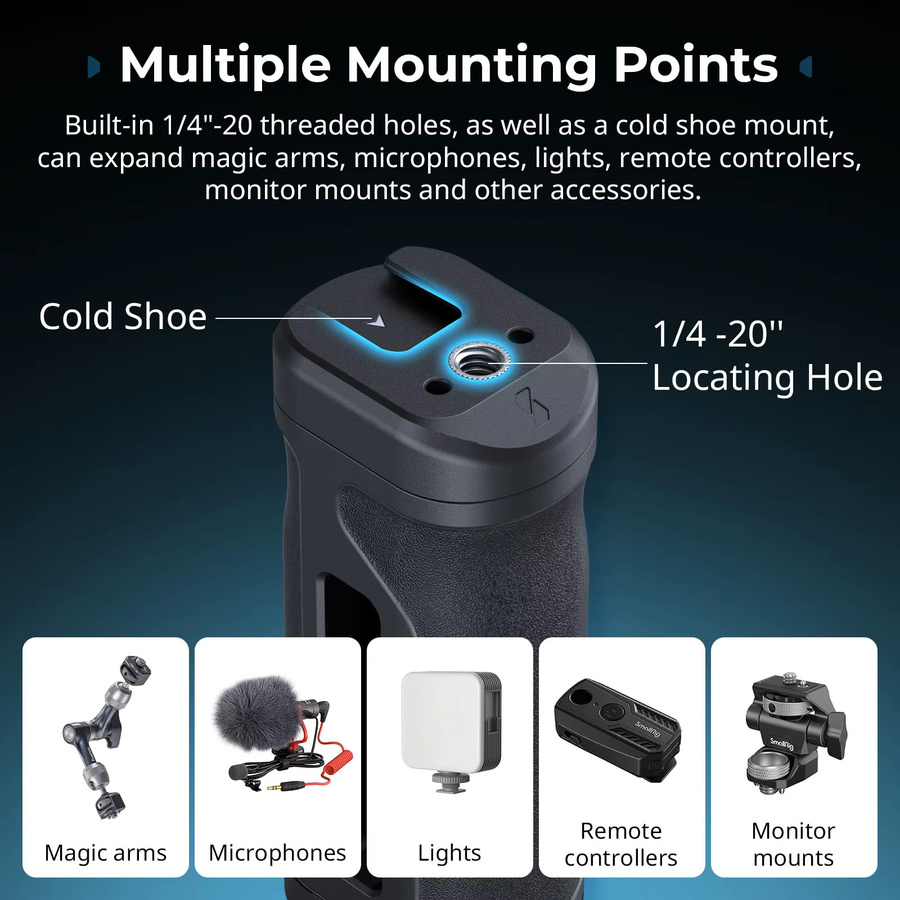 SmallRig Mini-Seitengriff-Set mit NATO-Klemmgriff und 1/4 Zoll-20 Gewindelöchern in Schwarz für Sony und DSLR-Kamerakäfige 5532 - Bild 4