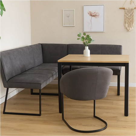 HTI-Living Eckbank Vemal in Schwarz mit Kunstlederbezug, B/T/H: 192 x 152 cm, kurzer Schenkel links