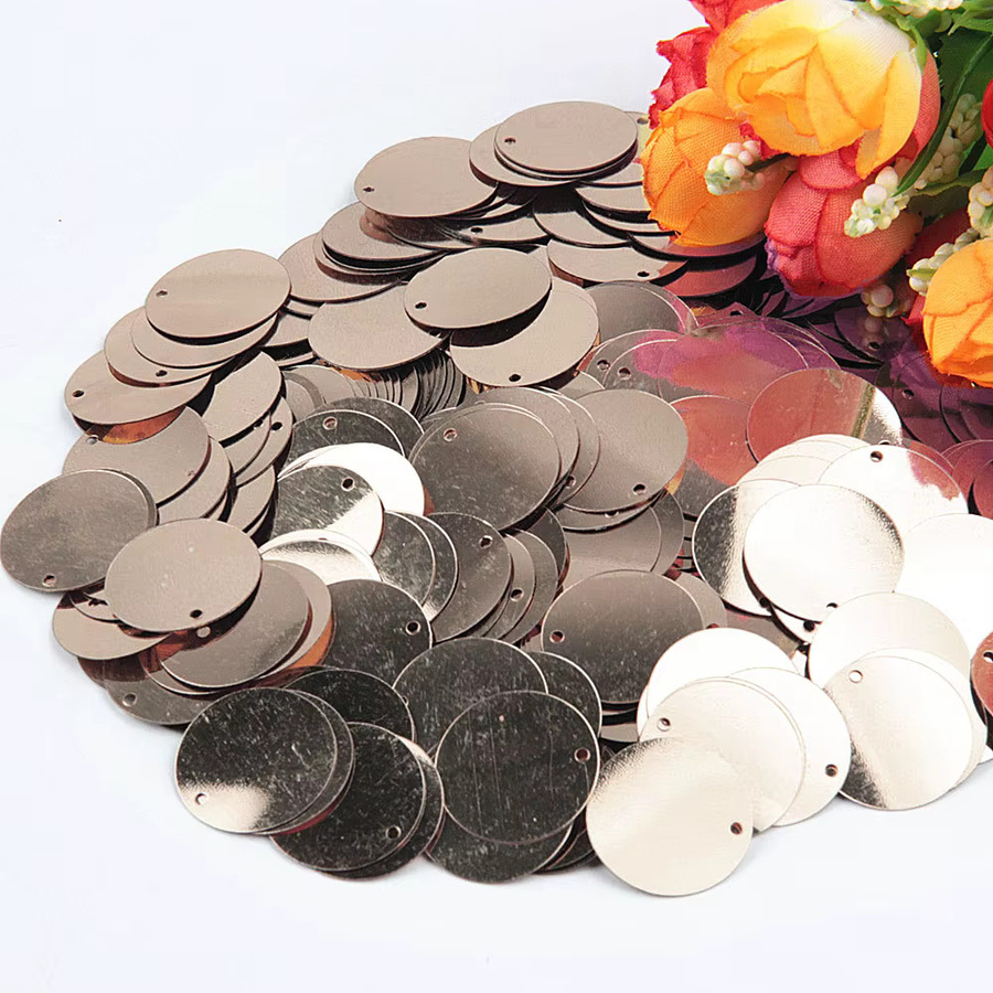 Champagnerfarbene runde PVC-Pailletten mit großem Loch für DIY-Bastelarbeiten und zum Nähen, 3 mm bis 30 mm - Bild 3