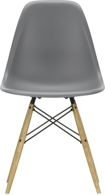 Vitra DSW Eames Plastic Side Chair in Grau mit Holzbeinen und mattem Kunststoff - Bild 1