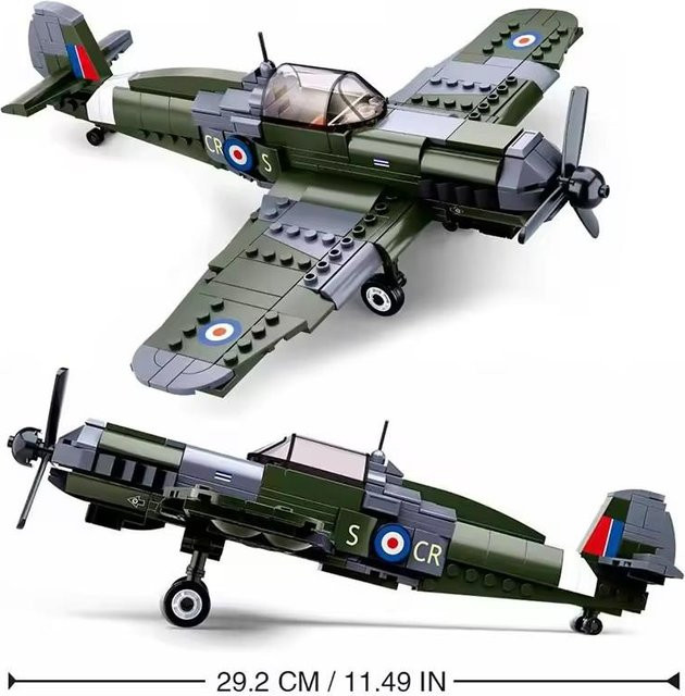 Yiran toy Spitfire Jagdflugzeug Militär Bausteine 290 Stück 6-12 Jahre - Bild 1