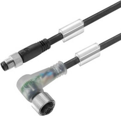 Weidmüller Sensor-Aktor-Steckverbinder M12 konfektioniert, Stecker gerade und Buchse gewinkelt, 3 Polzahl, schwarz - Bild 1