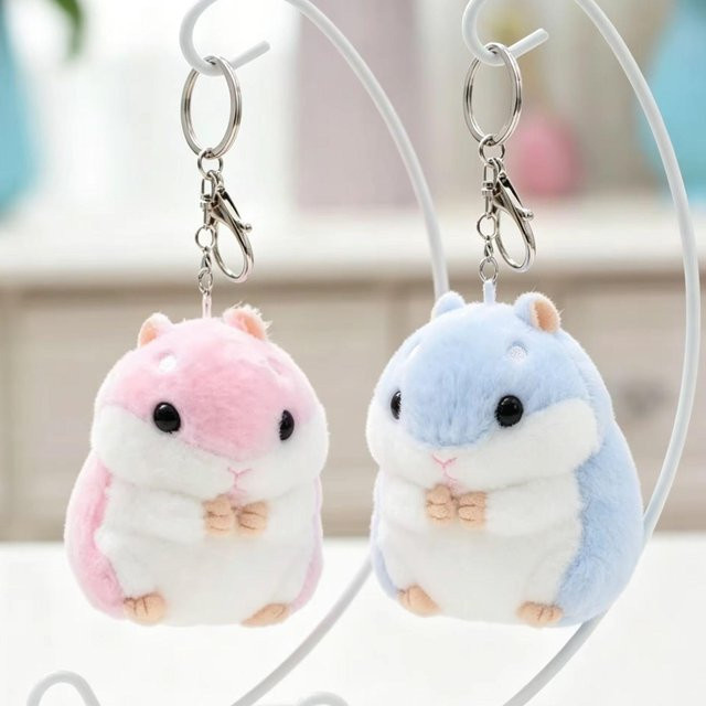 Linyi toy Schlüsselanhänger Hamster Puppe, Kunstpelz, Damen, Mädchen, white - Bild 1