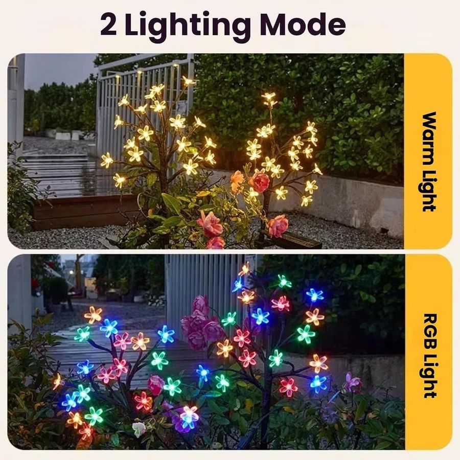 YORYZENG Solar Kirschblüte Bodenlampe LED wasserdichte Gartenbeleuchtung für Pfad und Landschaft als Outdoor Atmosphäre Licht - Bild 2