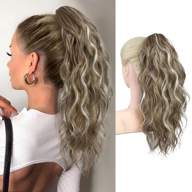 Fanfiluca Pferdeschwanzverlängerung, 18 Zoll, lockiges Haar, Damen - Bild 1