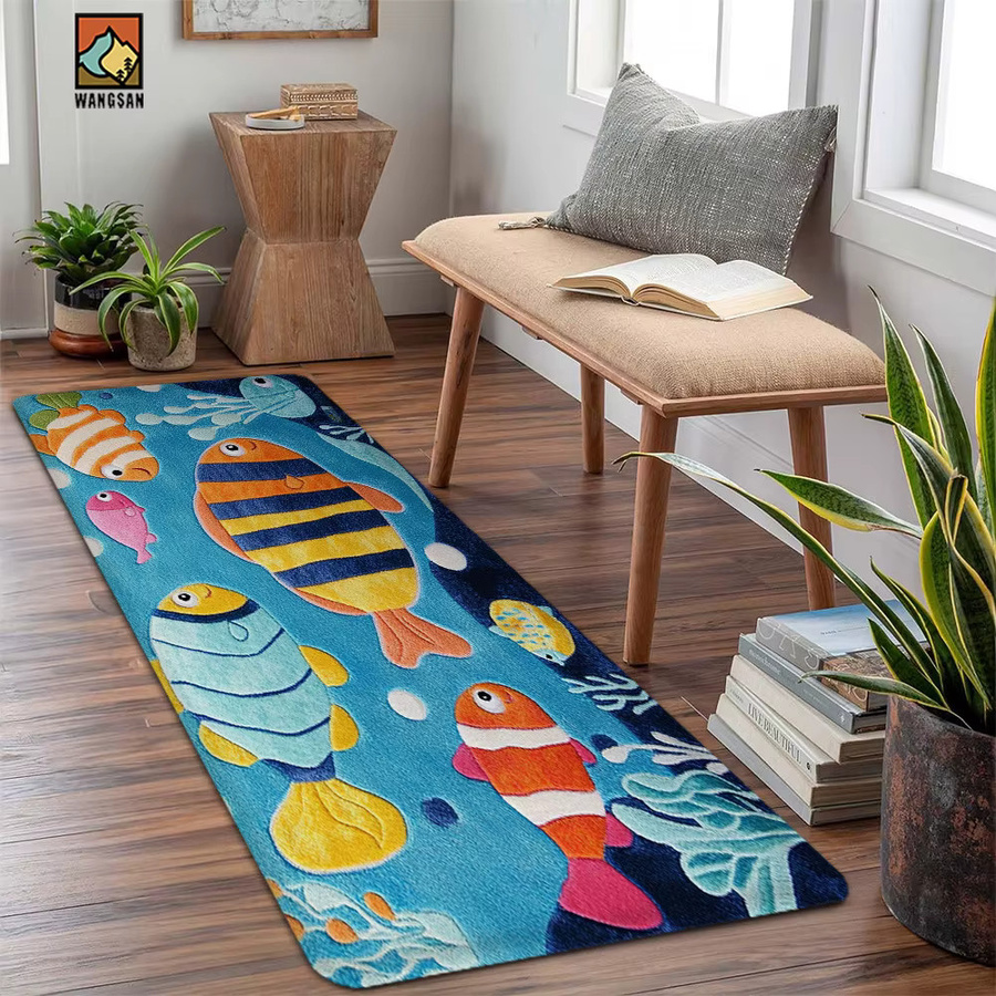 VIKAMA Antirutschmatte Fisch-Design, weiche und saugfähige Badematte für Badezimmer und Flur, Mehrfarbig, B: 60 cm, T: 40 cm - Bild 4
