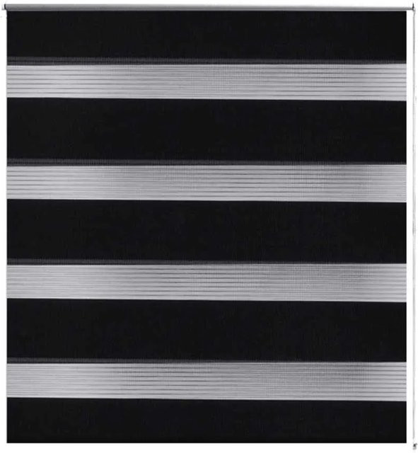 vidaXL Doppelrollo Day & Night mit Seitenzug, gestreift, Schwarz, B: 120 cm, H: 175 cm - Bild 1