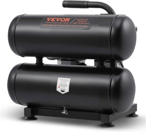 VEVOR Ölfreier Luftkompressor mit 4,6 Gallonen Stahltank, 1 PS, 2,0 CFM@90 PSI, max. 120 PSI Druck, ultraleise 80 dB, Schwarz - Bild 1