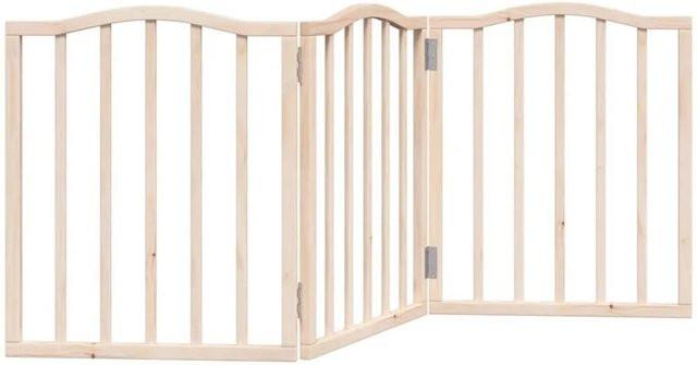vidaXL Hundetor aus Pappelholz, 3-teilig, faltbar, Braun, Breite: 150 cm - Bild 1