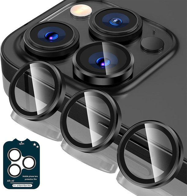NYFundas Kameraobjektivschutz aus gehärtetem Glas in Schwarz für iPhone 16 Pro Max 15 Plus 14 13 Mini 12 11 - Bild 1