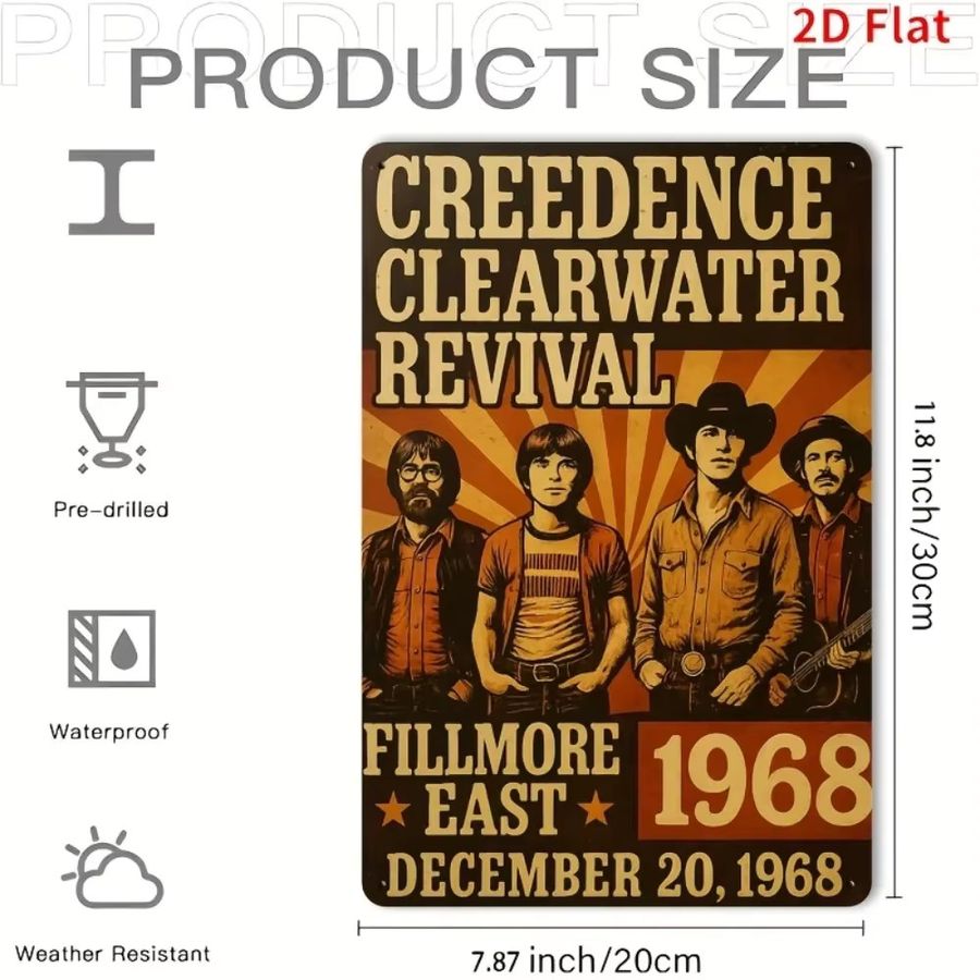 CCRRetroRockSign Vintage Metallwandkunst Creedence Clearwater Revival Eisenschild, Höhe: 30 cm, Breite: 20 cm - Bild 2