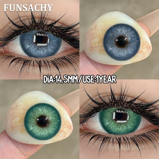 FUNSACHY Farbige Kontaktlinsen, blau-grün, 2 Stück, Unisex - Bild 1