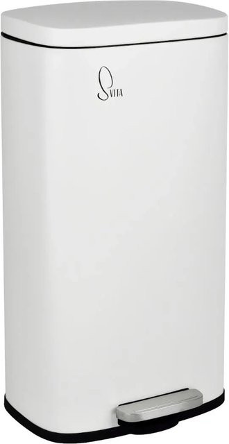 Svita TQ30 Treteimer Mülleimer mit Softclose Deckel und herausnehmbarem Inneneimer, Weiß, B/T/H: 30,0 x 24,5 x 63,0 cm - Bild 1