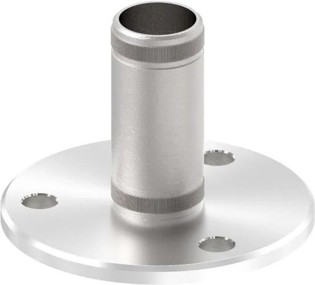 FeNau Wand- und Bodenanker aus Edelstahl V2A für Rohre Ø 33,7 mm mit Rändelung und Platte Ø 100 mm, Farbe Silber - Bild 1