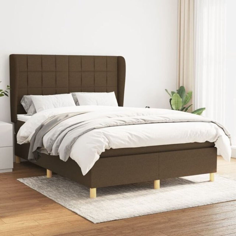 Boxspringbett mit Matratze von VIDAXL in Braun aus Stoff, B/T/H: 140 x 190 cm - Bild 1