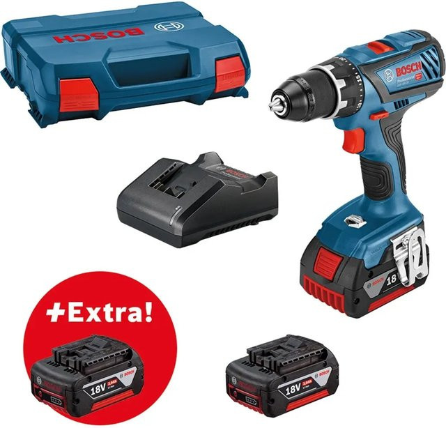 Bosch Professional Akku-Bohrschrauber GSR 18V-28 mit 2x 3.0Ah Akkus und Ladegerät in Blau im L-Case - Bild 1