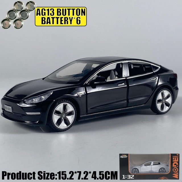 Linyi toy car Modell 3 Mittelklasse Luxuslimousine, Modellauto, 1:32, Metall, Schwarz - Bild 1