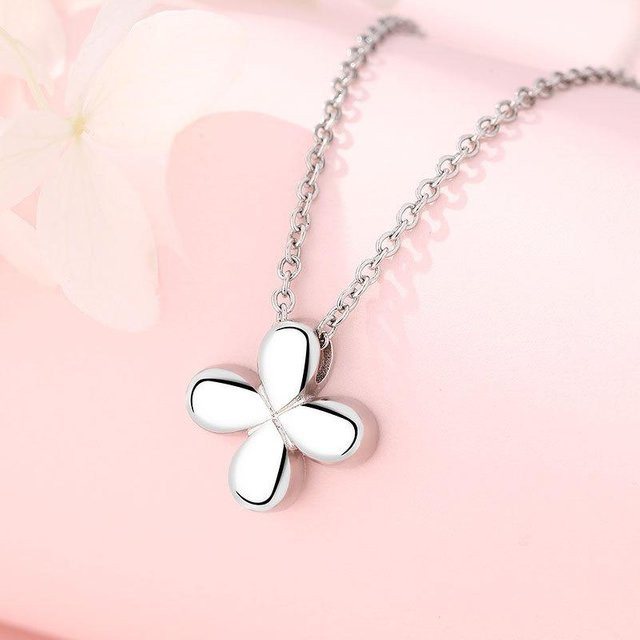 YIRAN Jewelry Halskette Kleeblatt, Kupfer, Silber, Zirkonia, Damen - Bild 1