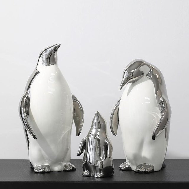 Silver Family Keramik-Pinguin Dekofigur in Silber - Bild 1