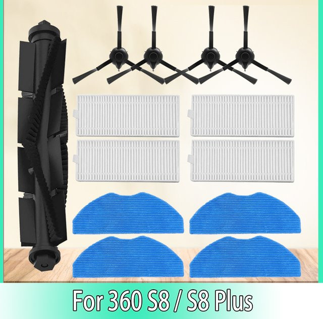 OSSIEAO Ersatzteil-Set mit Hauptseitenbürstenfilter und HEPA-Mopptuch für 360 S8, S8 Plus und TCL SWEEVA 6000, 6500 Roboter-Staubsauger Zubehör - Bild 1