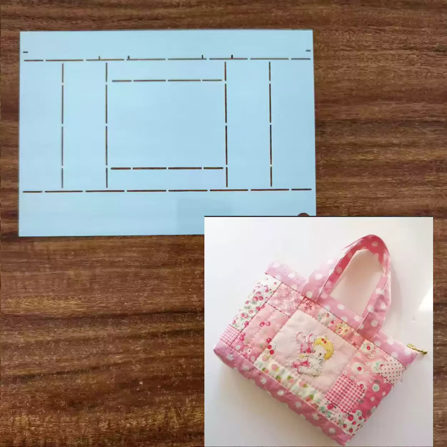 Wiederverwendbares Quilt-Schablonen-Set in Blau für DIY Federmäppchen und Aufbewahrungstaschen - Bild 4