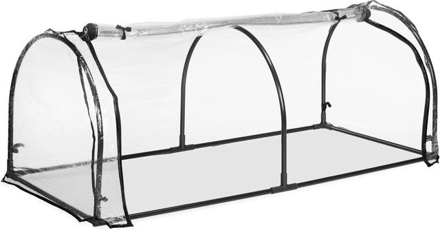 Relaxdays Folienfrühbeet aus PVC und Stahl mit Tür, Transparent/Schwarz, B/T/H: 130 x 50 x 60 cm - Bild 1