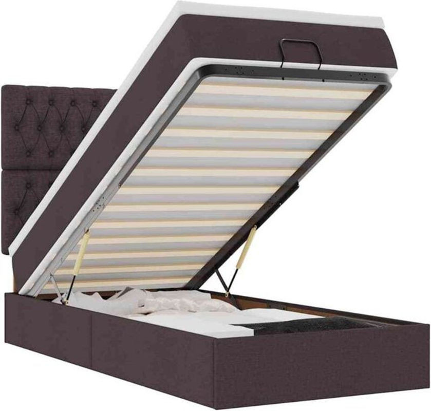 Vidaxl Ottoman Polsterbett mit Matratze in Braun aus Stoff und Holzwerkstoff B/T/H: 90 x 190 x 128 cm - Bild 1