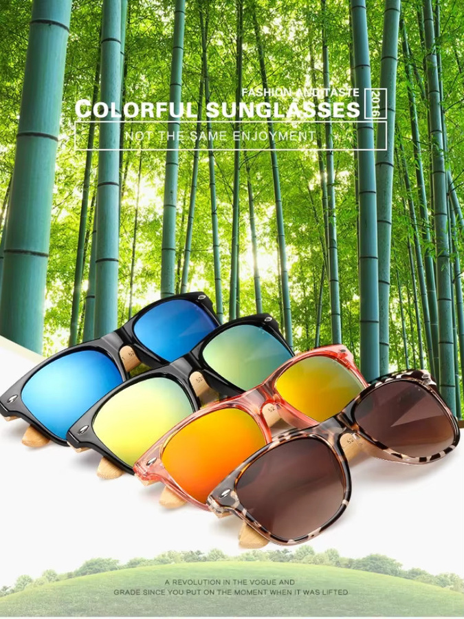 Samjune Sonnenbrille, Quadratisch, Bambus, Vollrand, Unisex - Bild 3