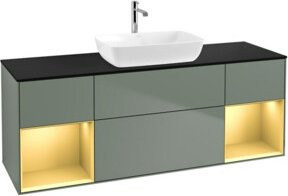 V&B Waschtischunterschrank Finion mit Wandbeleuchtung, Farbe Gold lackiert, B: 160 cm, T: 50,1 cm, H: 50,1 cm - Bild 1