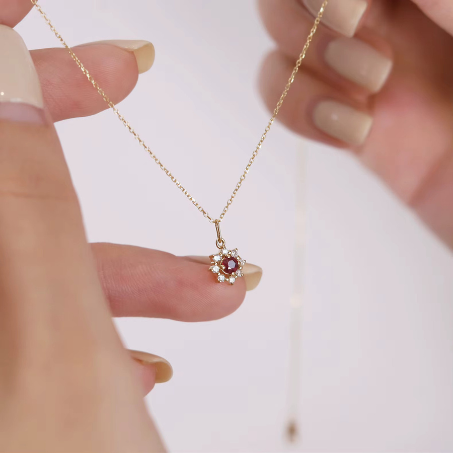 OBEAR Halskette mit Sonnenanhänger, 925 Silber, 14 Karat Gold, Zirkonia, Damen - Bild 1