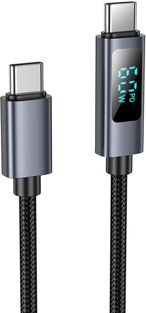 HOCO USB-C Daten- und Ladekabel Display X112, 60W, Schwarz, Länge: 1,2 m - Bild 1