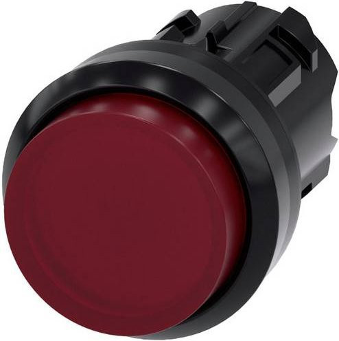 Siemens Leuchtdrucktaster 3SU1001-0BB20-0AA0 mit rundem Kunststoff-Frontring in Schwarz und Rot - Bild 1