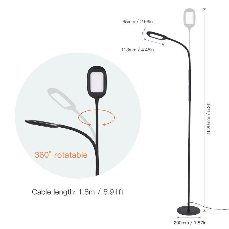 Tomshine LED-Stehlampe mit Fernbedienung und Touch-Steuerung, dimmbar, Schwarz - Bild 3
