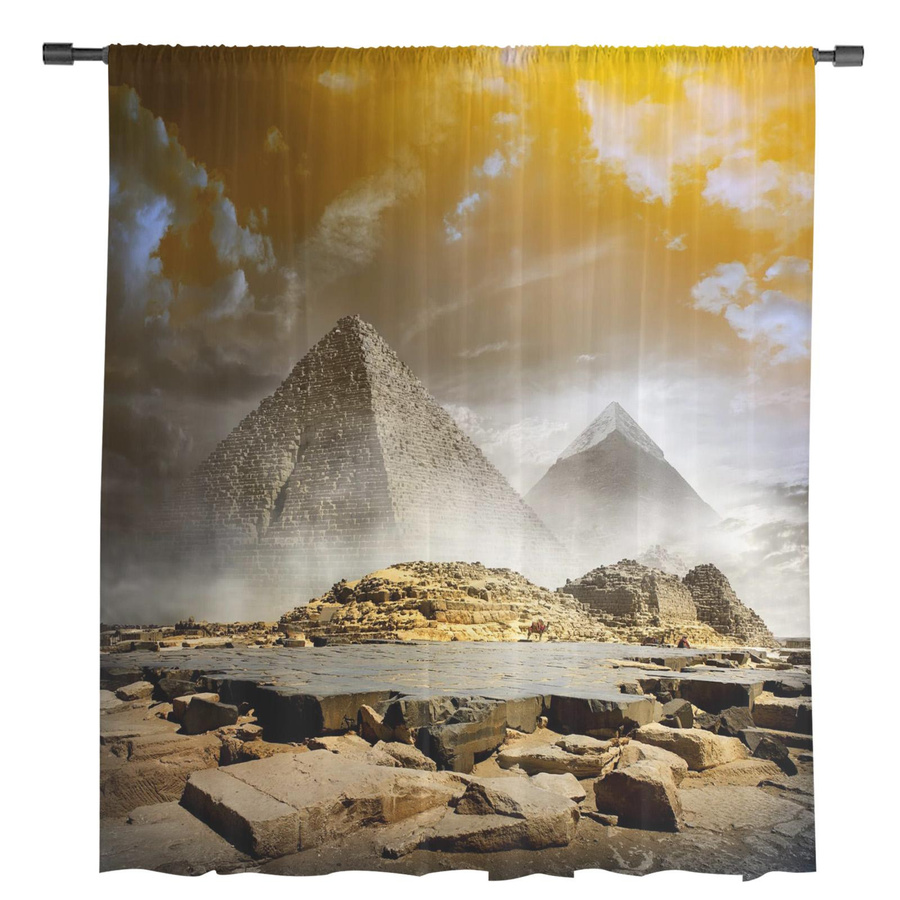 Transparente Ägypten Pyramide Vorhänge aus Tüll, Voile und Organza für Wohnzimmer und Küche, Farbe: Transparent, Breite: 135 cm, Höhe: 115 cm - Bild 2