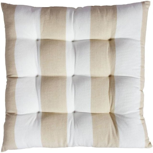 Svanefors Stuhlkissen Louise eckig beige gestreift B/L/H: 40 x 40 x 6 cm - Bild 1