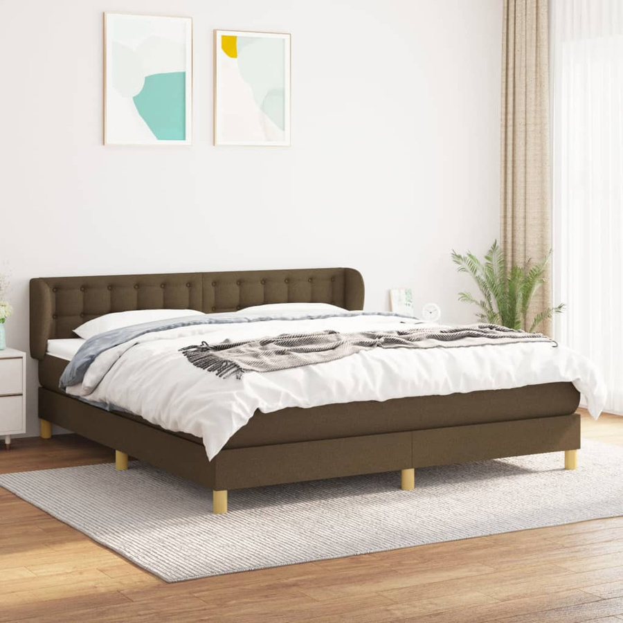 vidaXL Boxspringbett Hybrid mit Matratze und Kopfteil, Braun, B/T/H: 180 x 200 cm - Bild 3