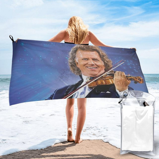 Andre Rieu Best Of Strandtuch aus weicher Mikrofaser, schnelltrocknend und saugfähig, Farben: Weiß und Blau, B: 95 cm, H: 190 cm - Bild 1