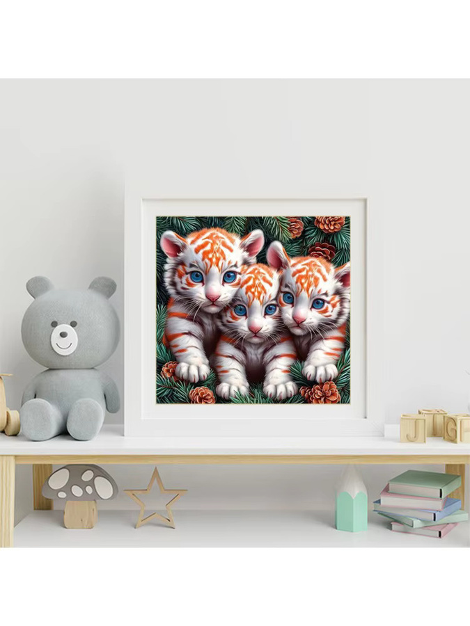 EverShine DIY Tiger-Diamantmalerei mit Tier-Motiv in Mehrfarbig, rundes Mosaik-Set für Anfänger zur Heimdekoration - Bild 3