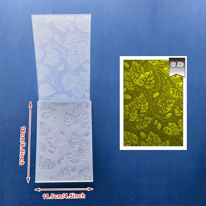 Geprägter 3D-Ordner aus Kunststoff mit Blatt- und Eichelblüten-Design für DIY-Papiersteckbücher und Kartenherstellung - Bild 3