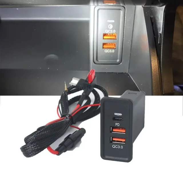 Schnelles USB-C Autoladegerät für VW Golf 7 in Schwarz - Bild 1