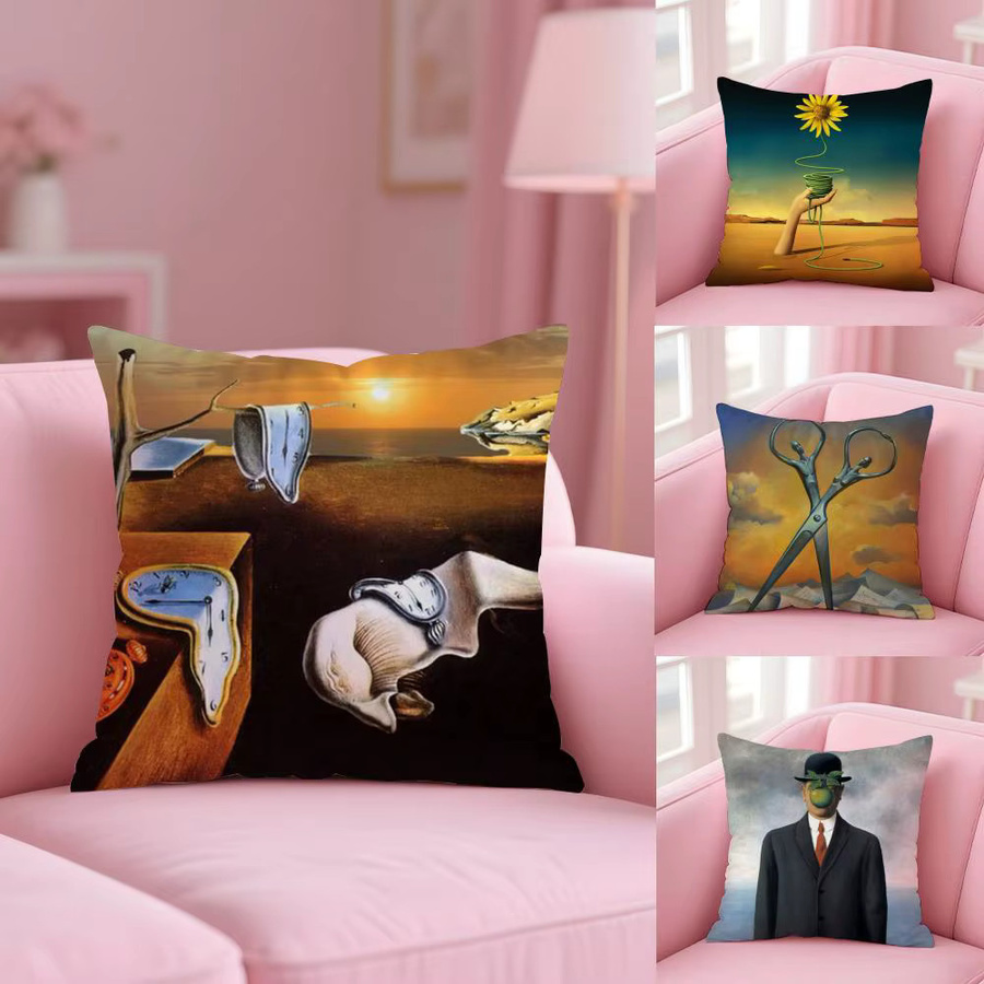 Salvador Dali Pop Art Kissenbezug aus Plüschstoff in Schwarz und Multicolour, B/T/H: 30 x 30 x 1 cm - Bild 4
