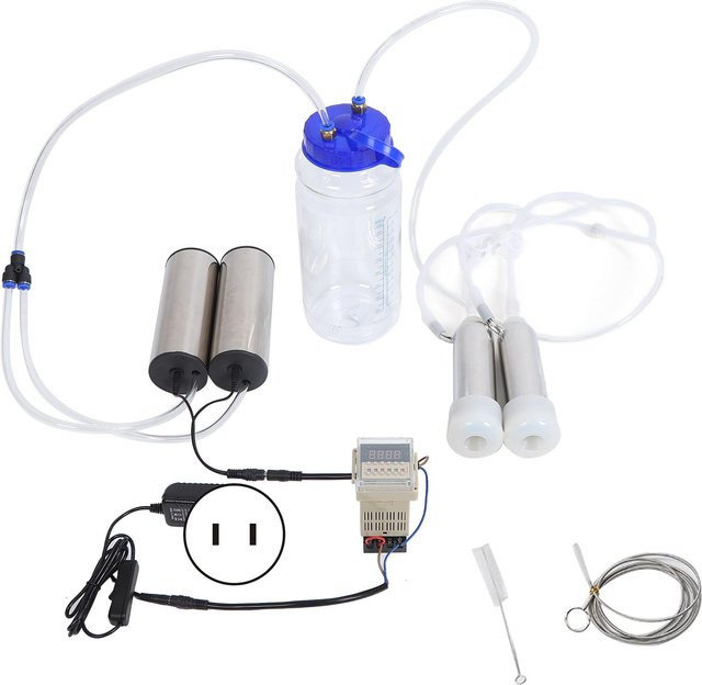 Canaryy Elektrische Melkmaschine Impulstyp mit 2L Behälter, Tragbare Melkmaschine für Kühe, Transparent/Multicolor - Bild 1