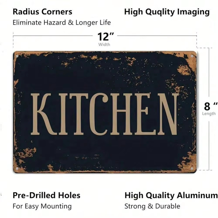 CIFBUY Vintage-Wandschild aus Metall in Schwarz, Typografie-Design, B/H: 20,3 x 30,5 cm - Bild 3