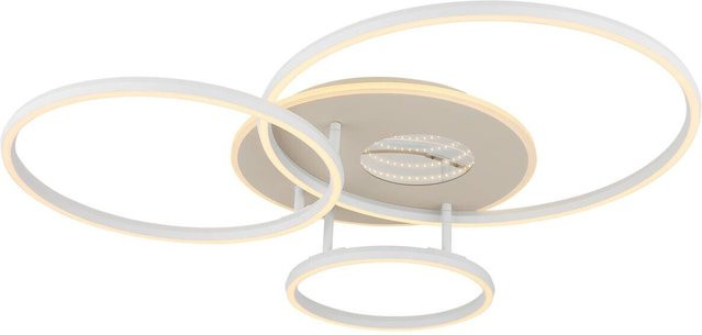GLOBO Lighting Deckenleuchte INVERTINA in Sand und Weiß, LED-Ring aus Metall und Acryl, dimmbar mit Fernbedienung, B/H/T: 70 x 13 x 80,7 cm - Bild 1
