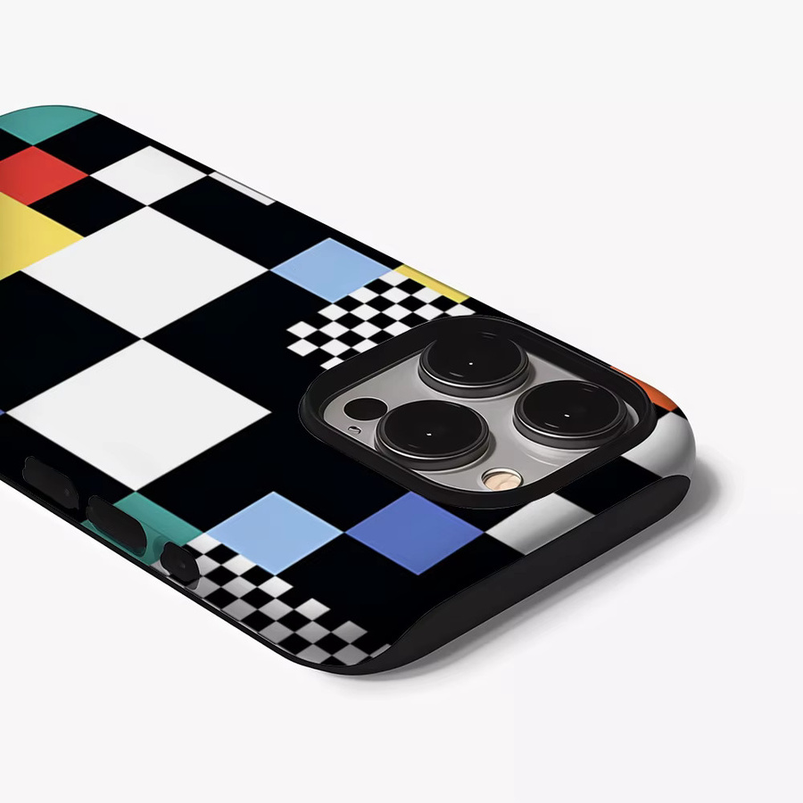 Casegame Matte Bumper MagSafe Schutzhülle für iPhone 17 16 15 Plus Pro Max mit Schachbrettmuster in Multicolour - Bild 2