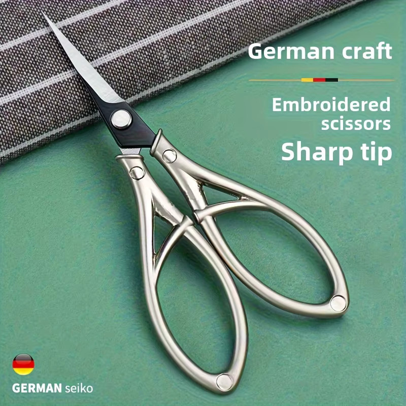 Präzisions-Stickschere aus Metall in Silber und Grau mit ergonomischen Griffen für Kreuzstickereien und Fadenbesatz - Bild 2
