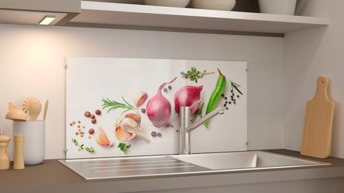 NOVADOORS Glasboard Garlic + Onion, mehrfarbig, Glas, floral, glänzend - Bild 1