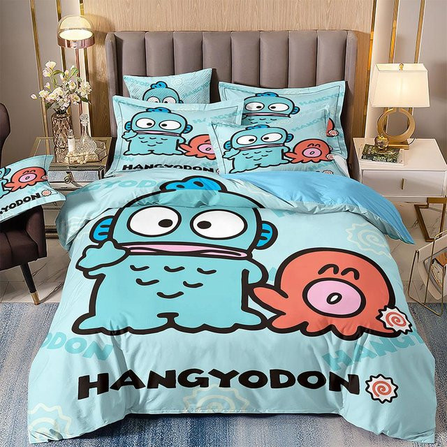 Sanrio Hangyodon Bettwäsche-Set aus Mikrofaser, Blau, B/H: 135 x 200 cm - Bild 1