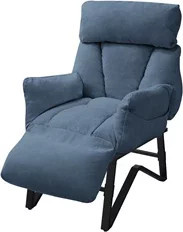 ML-Design Loungesessel mit Armlehnen in Blau mit Leinenbezug und Metallrahmen - Bild 1